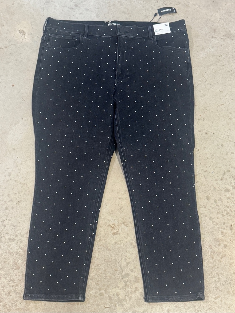 Express Black High-Rise Skinny Jeans with Silver Studs